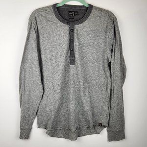 Grayers Heather Gray Cotton Long Sleeve Henley Shirt sz L